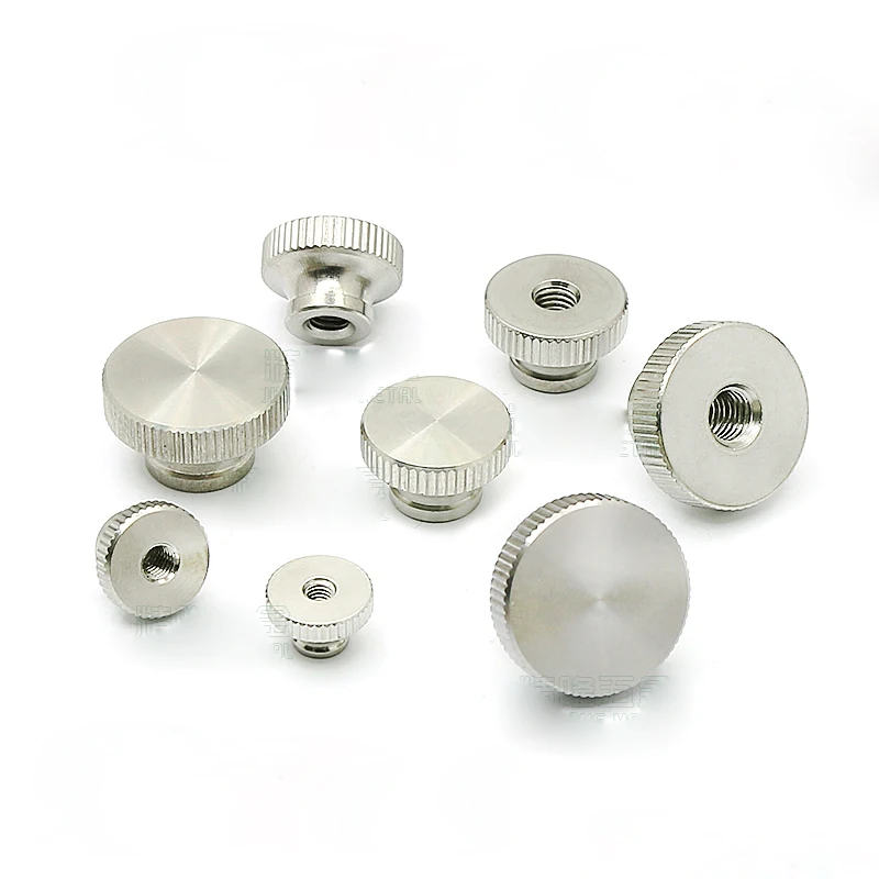 

5pcs M2 M2.5 M3 M4 M5 M6 high head knurled hand screw nuts blind hole through aperture advertising decorative nut GB806