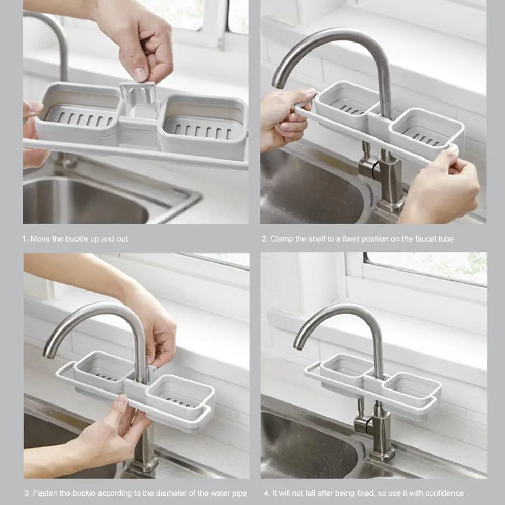 

Kitchen Sink Buckle Adjustable Storage Rack Faucet Drain Rack Rag Steel Ball Storage Rack Drainer Rack for Kitchen Sink Bathroom