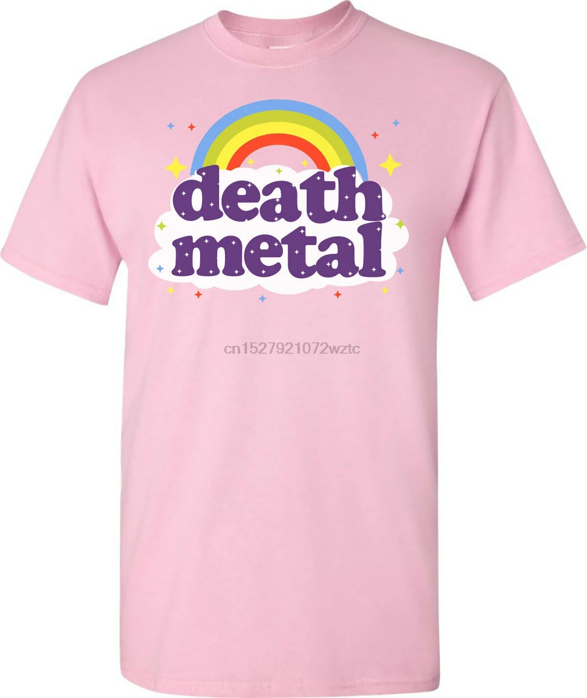 Розовая футболка с надписью Death Metal Rainbow Забавные футболки темным юмором | Мужская