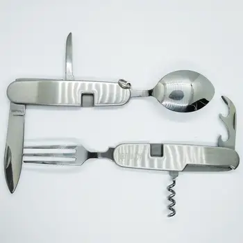 

Stainless Steel Portable Outdoor Pocket Knife Fork Spoon Diner Set Multi-function Tableware for Camping Hunting
