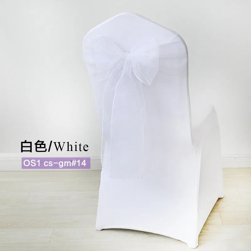 White 25/50/100/150 шт./компл. высокого качества органза стул пояса свадебные стул узел стулья чехлы с бантом для свадебного банкета, вечеринки украшения - Цвет: White