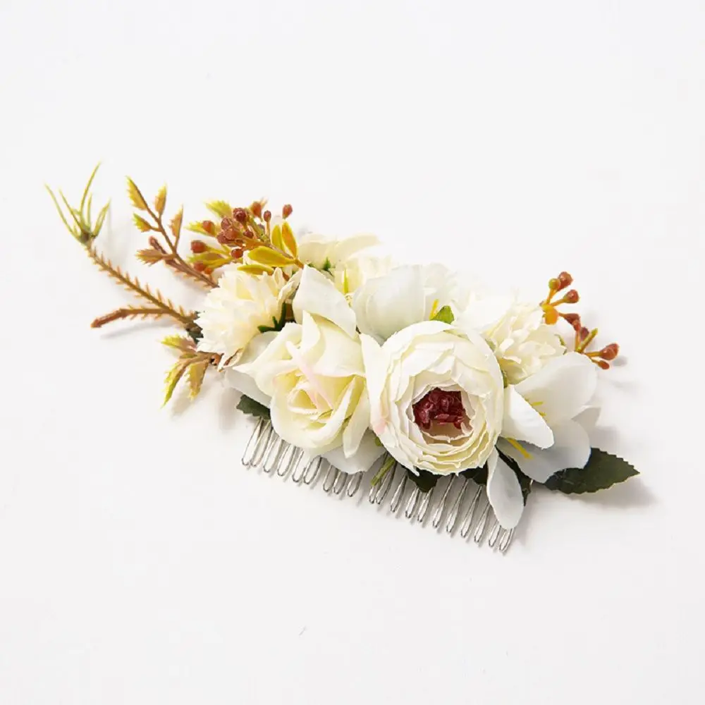 Bridal Headwear Hair Comb Boho Rustic Wedding Floral Women Flower Hairpins 1Pcs