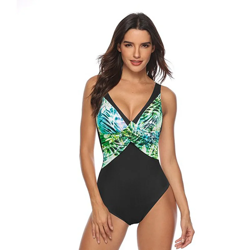 TYAKKVE 2020 Sexy Blue Red One-Piece Swimsuit Women Solid Push Up Bathing Suits Plus Size Beach Tummy Control Monokini Swimwear