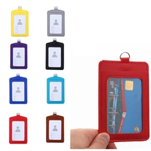 Популярный товар PU кожа материал на две карты рукав Id бейдж чехол прозрачный банк Кредитная карта бейдж держатель аксессуары