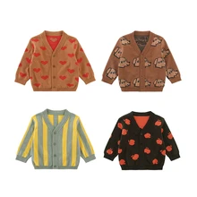 Winter Fashion Puppy Striped Clothes Baby Knitwear Jacket Baby Boy Soft Thicken Baby Girl Sweater