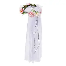 Женская свадебная гирлянда вуаль из тюля приморский праздник Радуга Искусственные цветы Корона длинный виноградный обруч с лентой венок для волос