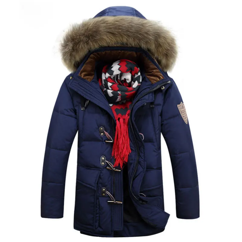blue 2 HEISMR. C новая мужская зимняя куртка, Мужская брендовая шапка, съемная стеганая Повседневная парка с капюшоном и меховым воротником, теплая верхняя одежда, куртка HJK60 - Цвет: blue 2