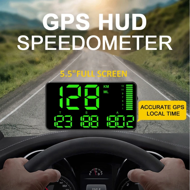 Автомобильный HUD-дисплей C90 измеритель скорости с GPS км/ч миль/ч для автомобиля