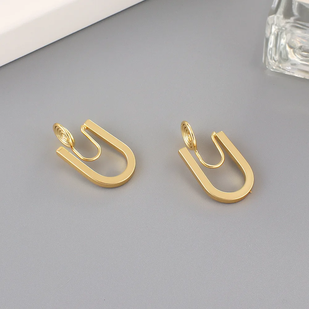 ear clip earrings clip earrings ear clip hoop earrings ear accessories 18K Gold Color Mosquito Coil Clip on Hoop Earrings C Shape Copper C Shape Cuff Earrings Ear Clip For GRACE JUN