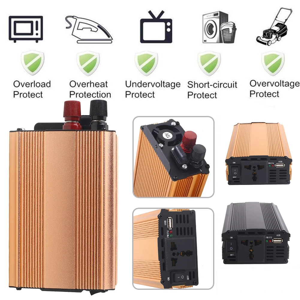 DC12V To AC220V Converter Car Inverter Adapter Premium Power Inverter for Aluminum
