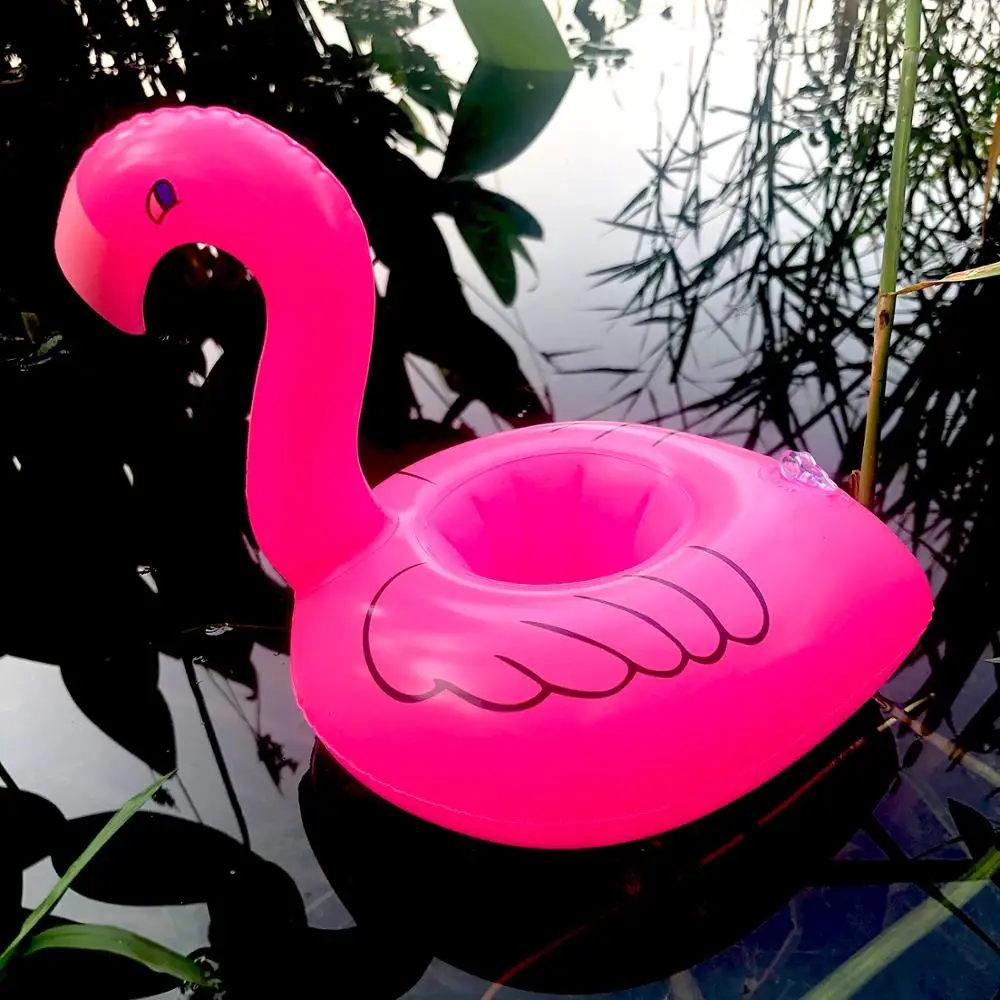 

10pcs/pack Mini Inflatable Flamingo Water Swimming Pool Drink Cup Stand Holder Float Toy Coasters For Water Beverage Beer Bottle