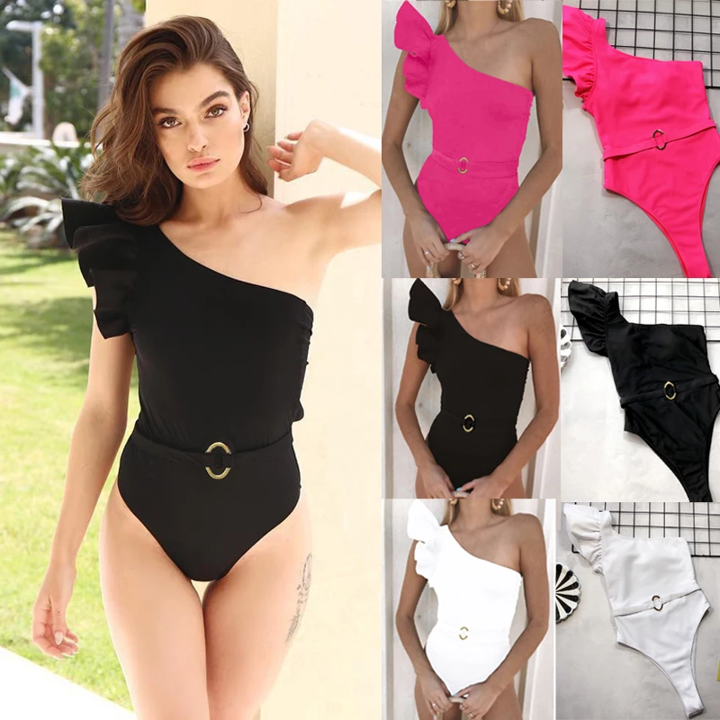 ruffle one shoulder bikini