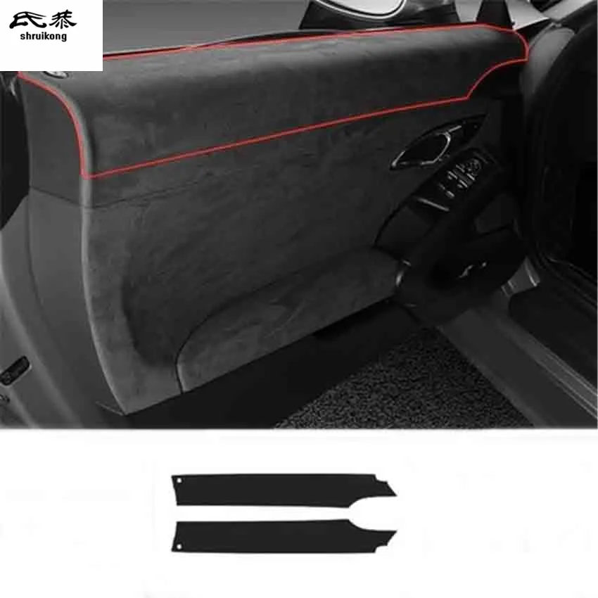 

2 шт./лот Автомобильная наклейка из алькантары кожаная Автомобильная панель окна декоративная крышка для 2016 2017 2018 Porsche 718