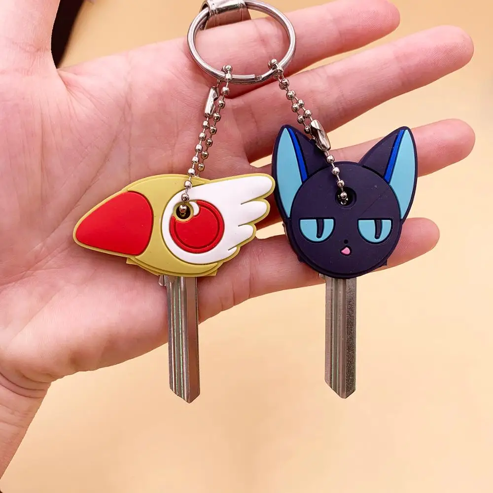 

Keychain Cute Rubber Pug Mickey Key Cover Cap Kinomoto Cardcaptor Sakura Key Cover Kawaii Key Chain Minne Porte Clef