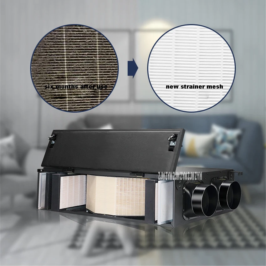 JY-PT-D02 центральный потолочный вентилятор свежего воздуха общий теплообменник вентиляционная система Интеллектуальный очиститель воздуха