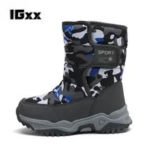 

IGxx kid Snow Boots Comouflage Colors Child Boy Girls Casual Winter Waterproof Rain Boots Kids Winter Shoes kid outdoor boot