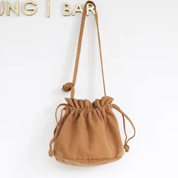 

Drawstring Bucket Bag Casual Simple Retro Messenger Handbag Cute Forest Art Canvas Shoulder Bag