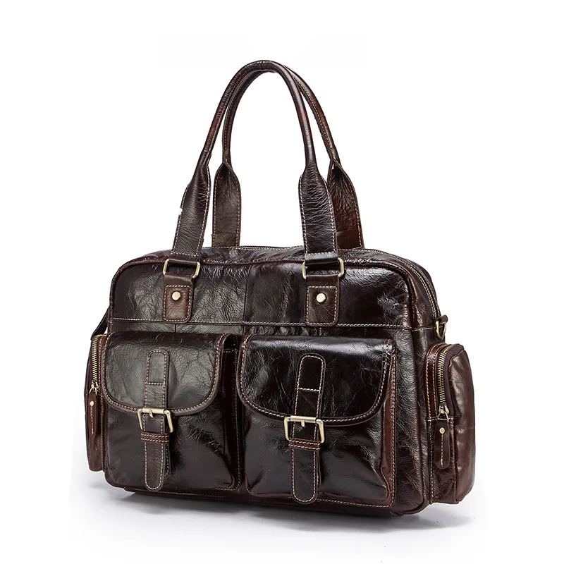 GO-LUCK, брендовая Дорожная сумка из натуральной кожи, с верхней ручкой, мужская сумка через плечо, мужские сумки-мессенджеры из воловьей кожи
