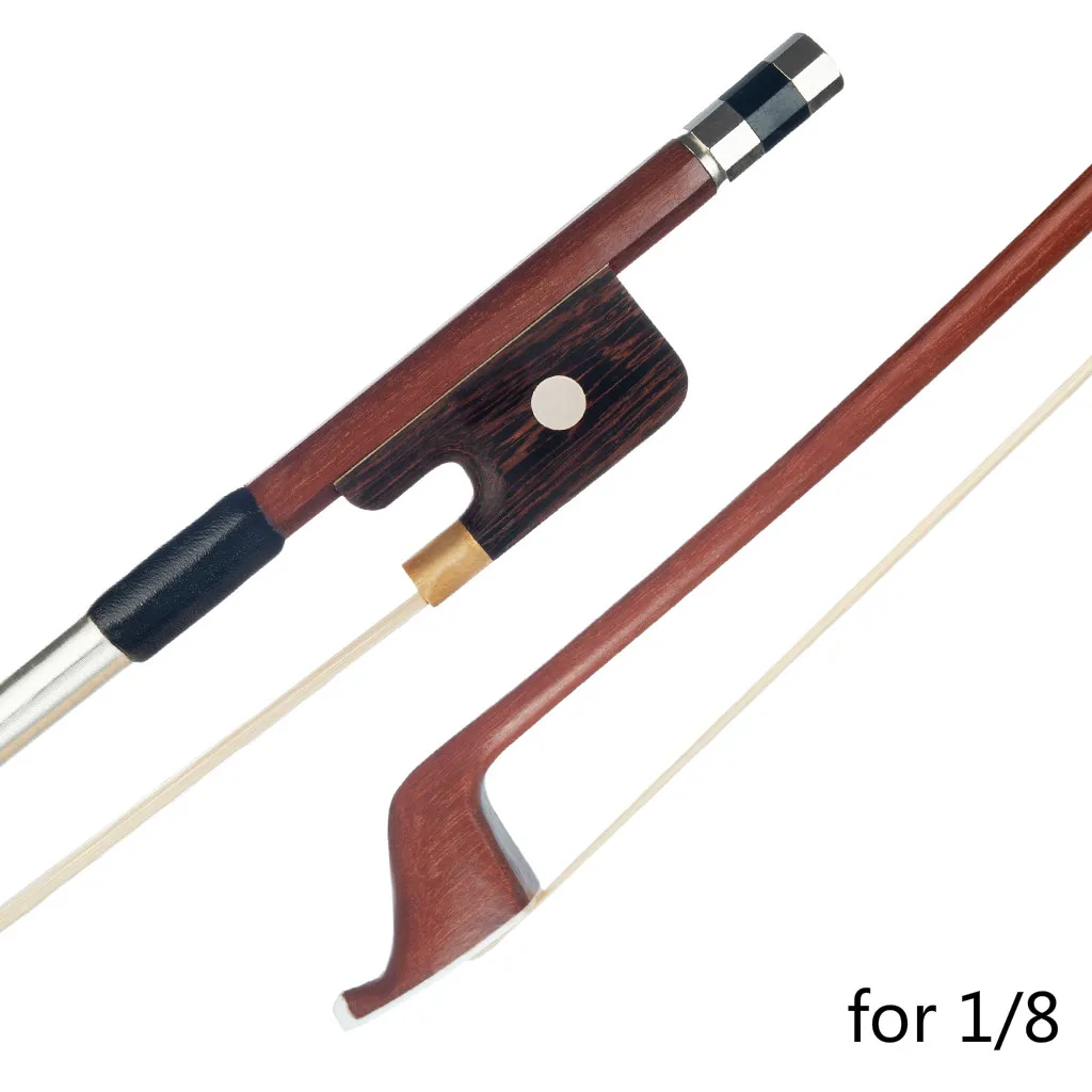 

Double Bass Bow 1/8 French Style Brazilwood Parisian Eyes Round Stick White Horsetail Bass Violin Use