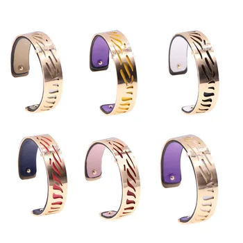 

15MM Gold Color Bracelet with Hollow Out Shaped Interchangeble Reverible Bracelet Femme Bijoux 2020