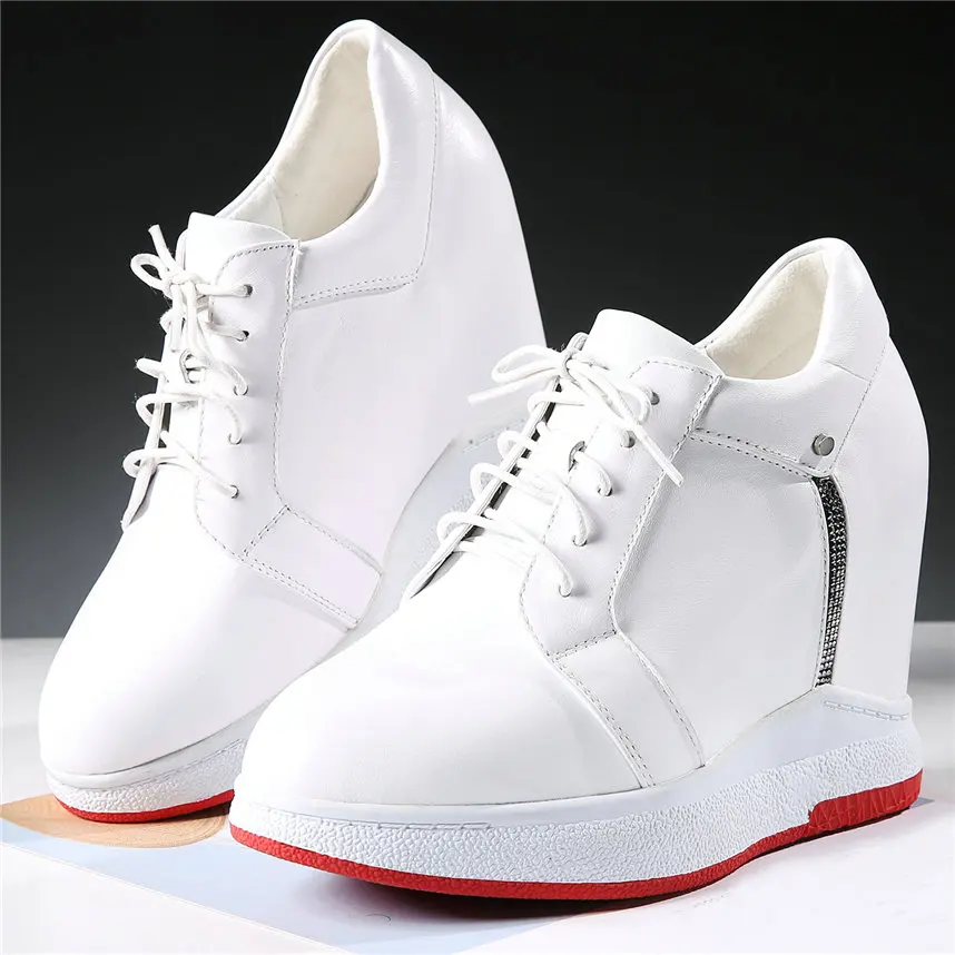 

Platform Oxords Shoes Women Lace Up Genuine Leather Wedges High Heel Ankle Boots Female Round Toe Fashion Sneakers Casual Shoes