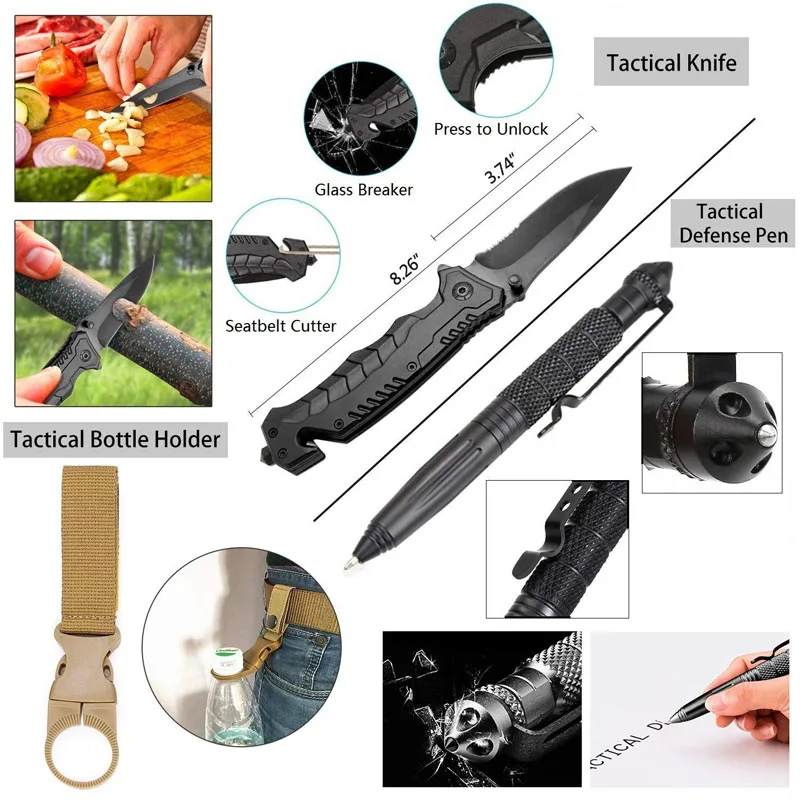 Billige Notfall Überleben Kit 36 in 1 SOS, EDC Decke Messer Taschenlampe Zange Draht Sah für Wildnis Camping Erste Hilfe für Erdbeben