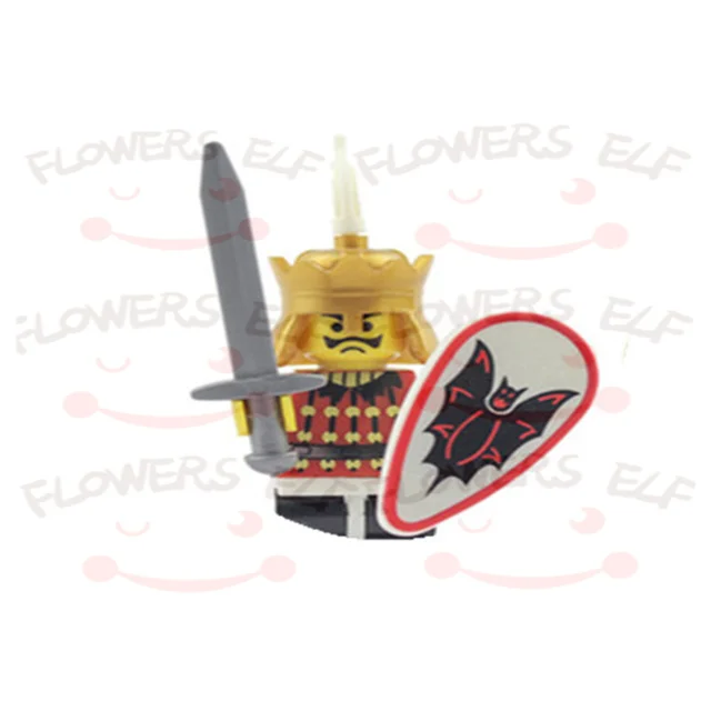 1PCS Blue Lion Red Green Dragon Knight Mini Two-person Villain Middle Age Assembling Building Blocks Children'sToy Medieval Knig 9805A