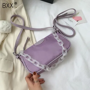 

[BXX] Casual Nylon Crossbody Bags For Women 2020 Summer New Solid Color Shoulder Handbags and Purse Ladies Travel Bag HM966