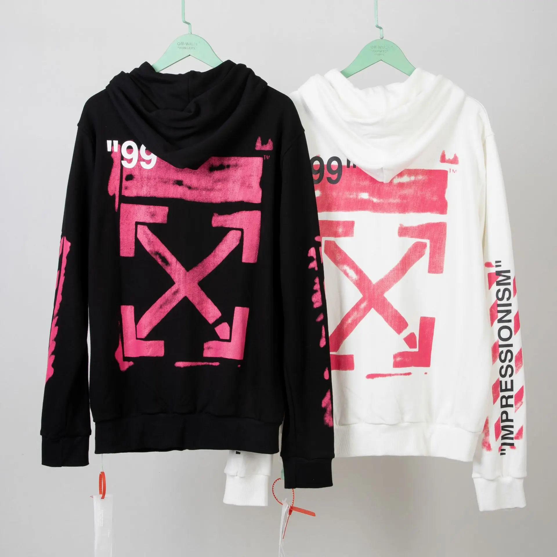 OFF-WHITE OW высокого качества 19SS Весна и лето 99 старый краска мужчины пара свитшот на молнии с капюшоном