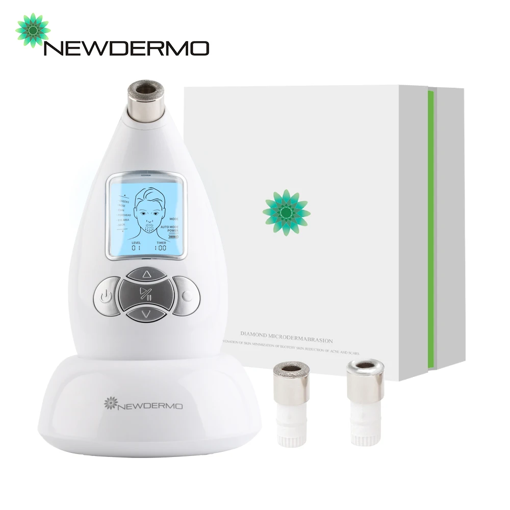 NEWDERMO Microdermabrasion Machine Vacuum Diamond Dermabrasion Homeuse Spa Tool Facial Peeling Massage Remove Scars Spot Wrinkle