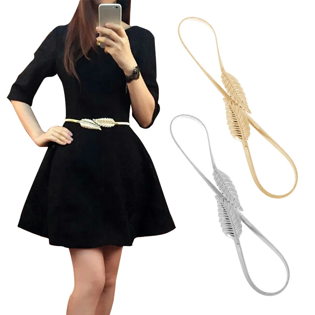 Women Stylish Leaf Decor Fashion Skinny Belt dress belt For Daily  Decoration