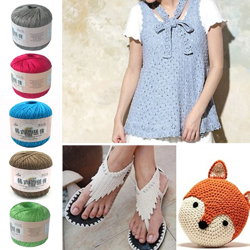 50g/볼 레이스 실 크로셰 뜨개질 원사 진주 광택 셔틀 뜨개질 원사 면사, 수제 공예 의류 가방 플레이스 매트