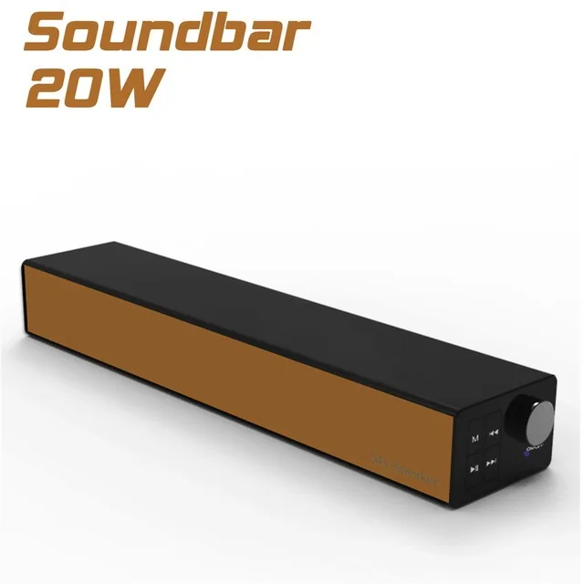 Brown 20 Вт ТВ динамик беспроводной Bluetooth динамик Портативная колонка бас Soundbar, сабвуфер с fm-радио для компьютера ТВ звуковой системный блок - Цвет: Brown