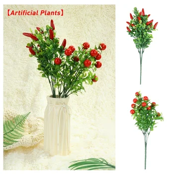 

3 Pcs/Lot Green Plant Artificial Wedding Decoration Home Decor Simulation Chili Fruits Bunches Landscape Plant Home Decor Tools