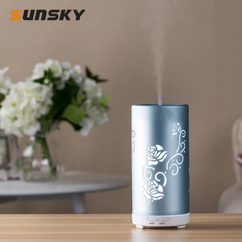 

Ultrasonic Air Humidifier Portable Flower Pattern Aluminum Colourful Breathing LED Light 100ML Mist Car Air Humidifier