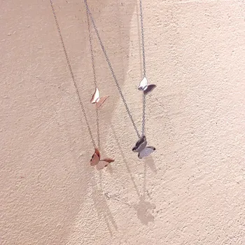 

Butterfly Element Pendant Stainless Steel Necklaces Choker Simple Short Women