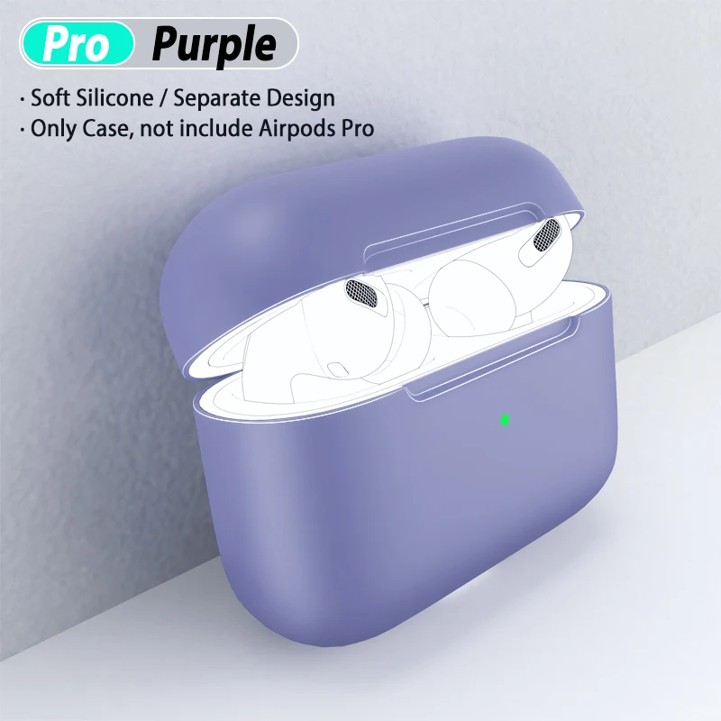 Мягкий силиконовый чехол для Airpods Pro Чехол для Apple Air Pods 3 Earpod Pro Чехол Funda защитный чехол s аксессуары коробка - Цвет: Purple