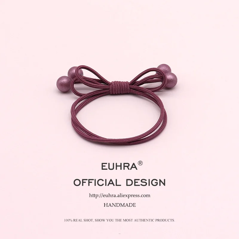 EUHRA/2 цвета, классический стиль, жемчуг ручной работы, трость для девочек, женские эластичные ленты для волос Детские резинки, Прочные эластичные - Цвет: Color 2