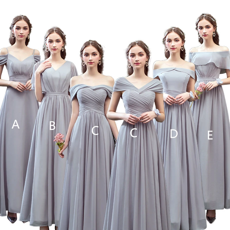 Grau Bohmischen Chiffon Lange Brautjungfer Kleider Bodenlangen Hochzeit Party Kleid Spitze Up Maxi Kleider Brautjungfernkleider Aliexpress