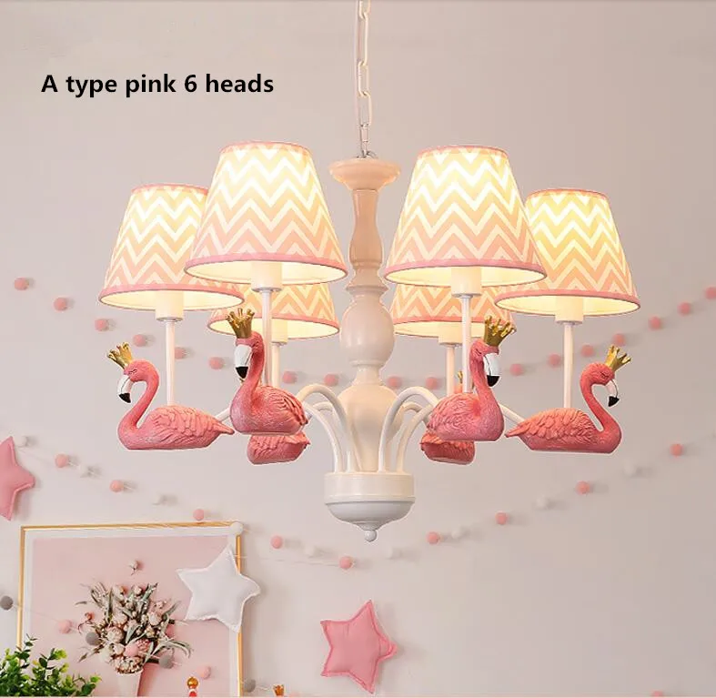 A type pink 6 heads Розовый/синий детская комната скандинавский интернет знаменитостей ins спальня лампа сад творческая подвеска «Фламинго» лампы - Цвет корпуса: A type pink 6 heads