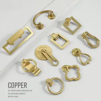 

Nordic Drawer Pull Handle Antique Pure Copper Chinese Cabinet Door Handle Cabinet Cabinet Retro Hanging Ring Pull Door Knocker