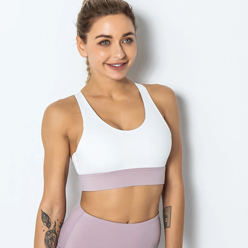 

Women's Sports Bra Cross Back Strappy Yoga Bras Outdoor Athletic Running High Impact Padded Fitness Crop Top Bralette
