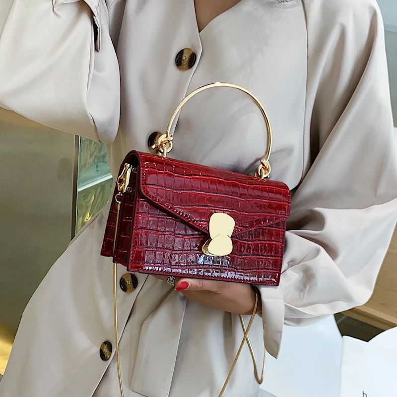 

Stone pattern PU Leather Crossbody Bags For Women 2019 Mini Shoulder Messenger Bag With Metal Handle Lady Travel Totes