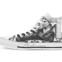 Зеленая деревенская Мона Лиза дышащая Повседневная Высокая обувь на шнуровке холщовая Обувь Кеды Прямая