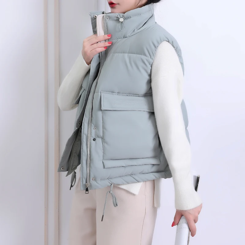 

Stand-up Collar Sleeveless Vest Jacket Casual Thickening Warm Vest Jacket Large Pockets All-match Jacket Vests Autumn Winter New