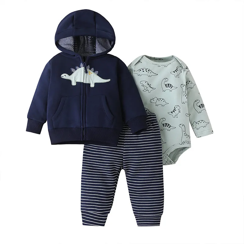 IYEAL Baby Clothes Set Cartoon Print Boy Girl Outfits Long Sleeve Hooded Sweatshirt+Romper+Pant Newborn Suits 3 pcs 6-24M Baby Clothing Set near me Baby Clothing Set