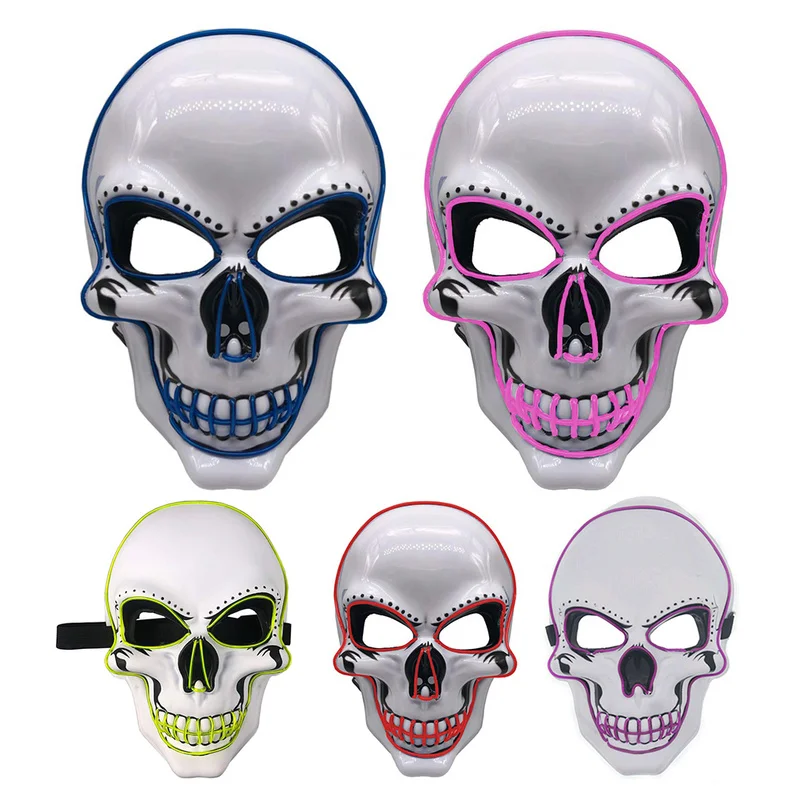 Hot sales EL Wire Glowing Mask LED Party Mask Halloween Skeleton Mask for Halloween Horror Theme Party Decoration