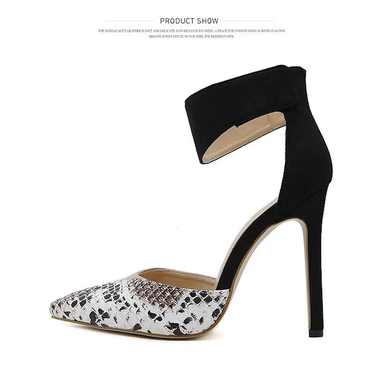 SWQZVT Snake pattern high heels women shoes pointed thin heel sexy female pumps 2020 spring summer leather women party shoes new (1)
