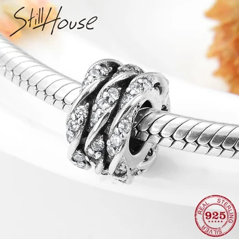 

New Fashion 925 Sterling Silver Sparkling Spiral Pattern charms Beads Fits Original Fine Charms Bracelet Bangles DIY Jewelry