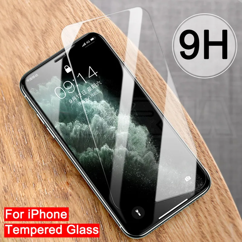 Защитное стекло 9H для iPhone 11 Pro X XS Max XR Защитная пленка экрана 8 7 6 6S Plus 5 5S SE 2020